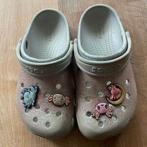 CROCS Pink and Gray Slippers with Ventilation Holes
